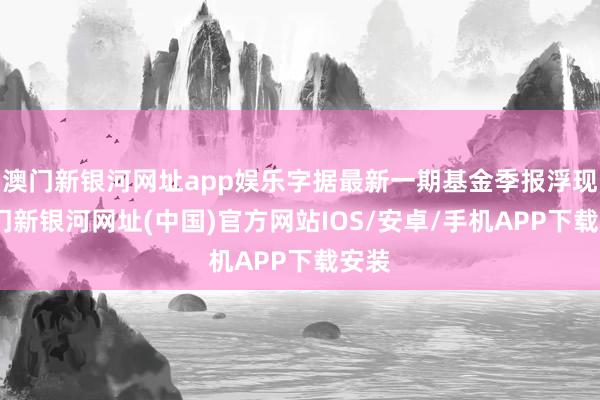 澳门新银河网址app娱乐字据最新一期基金季报浮现-澳门新银河网址(中国)官方网站IOS/安卓/手机APP下载安装